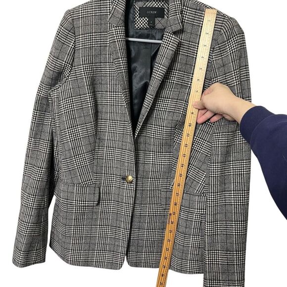 J.Crew Regent Blazer Size 4 Gray Glen Plaid Wool Blend One Button Lined Jacket - Picture 9 of 13